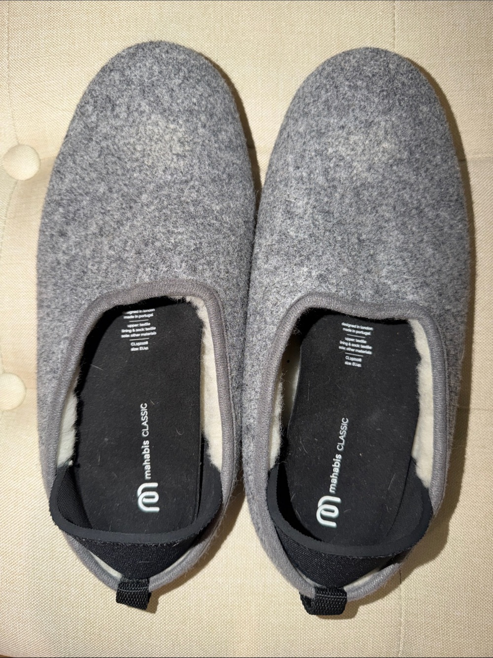 mahabis Classic Men’s Grey Felt Slip-On Slippers